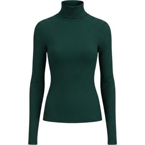 Athleta Forest Green Seamless Ribbed Turtleneck Sweater  Small
